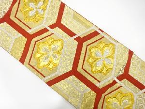 アンティーク　亀甲に花古典柄模様織り出し袋帯(材料)